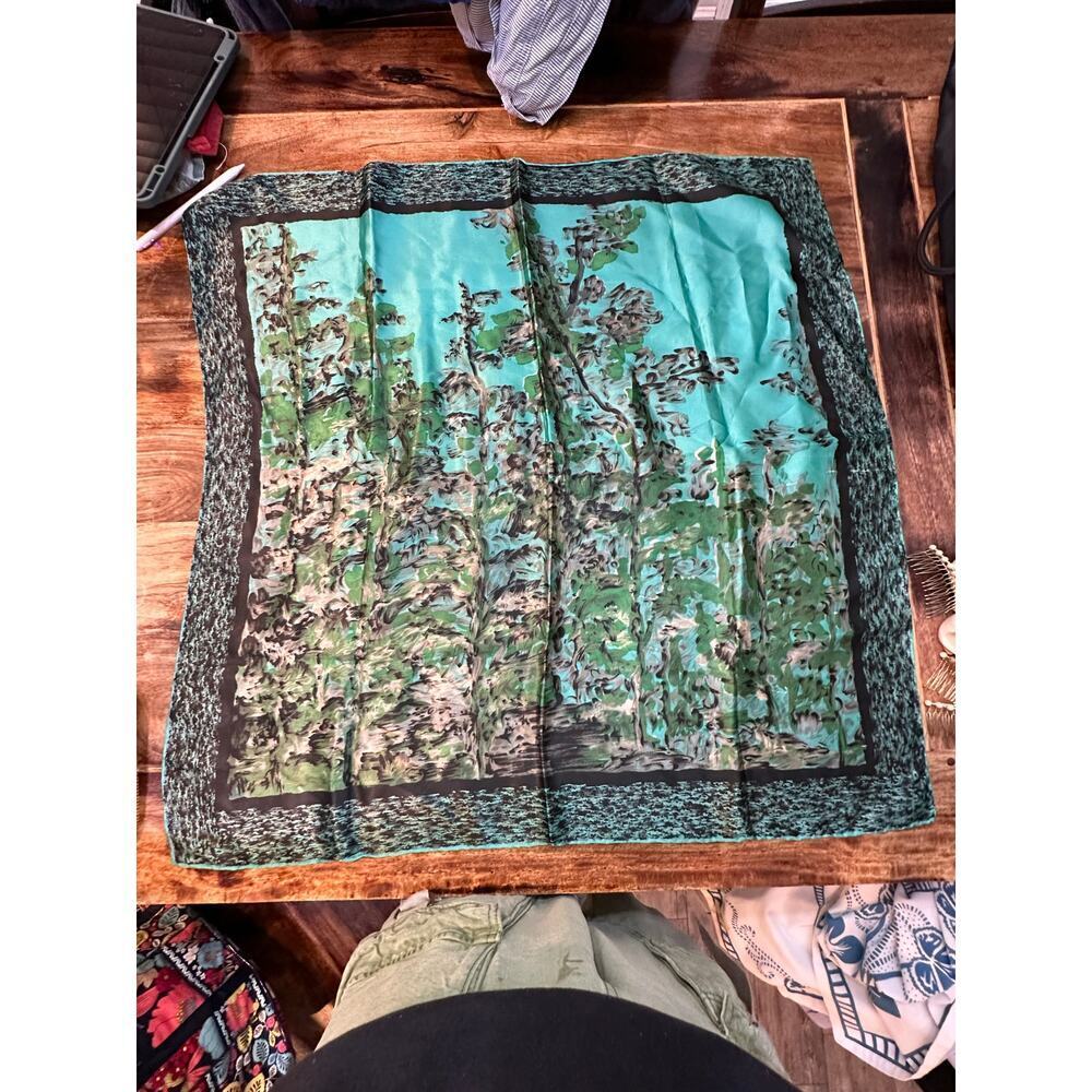Vintage Women's Multicolor Floral Print Silk Scarf
